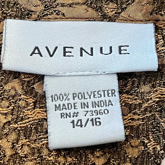 Avenue Gold Jacquard Button-Up Top Women's Size 14 - Picture 4 of 7